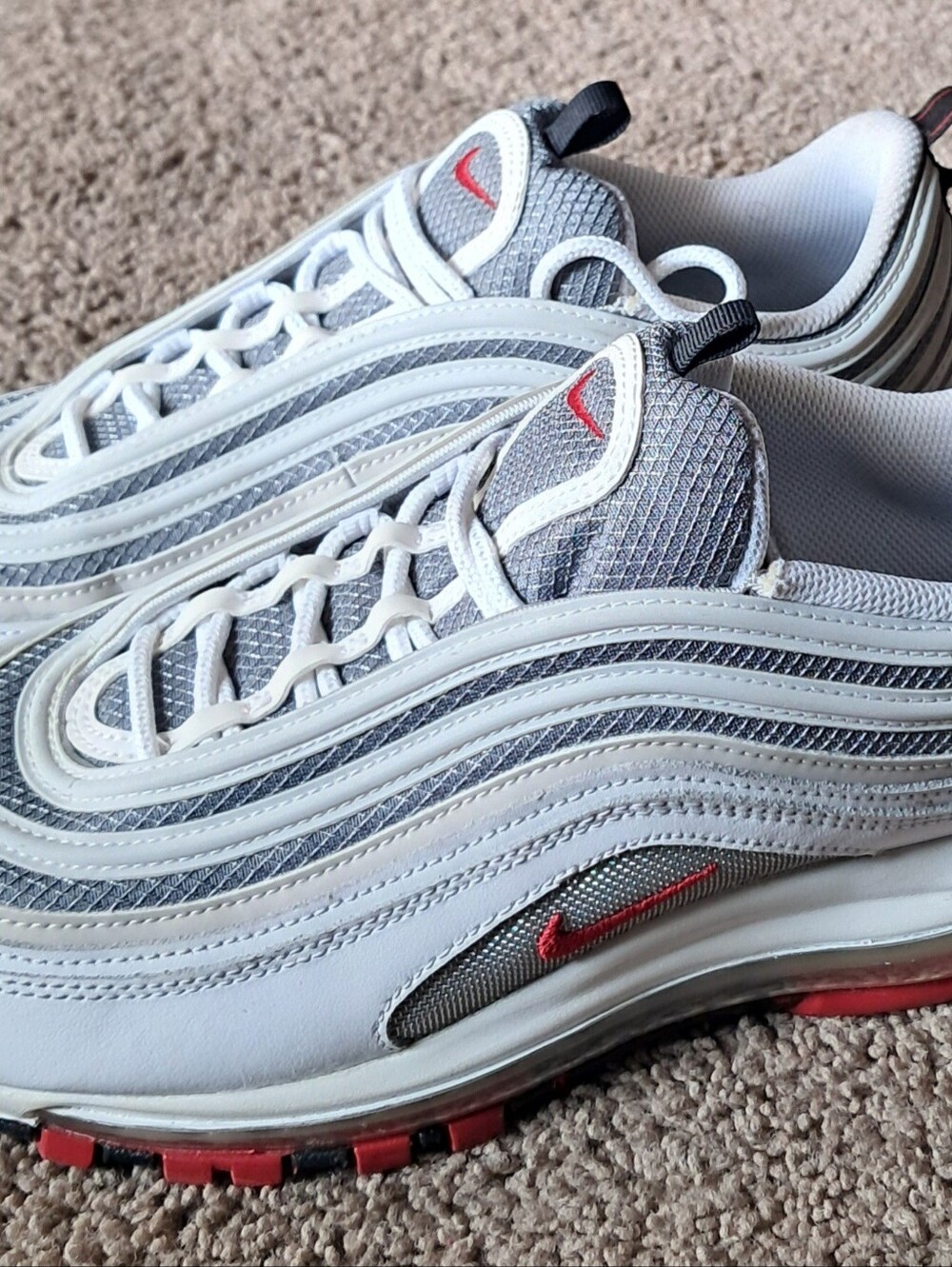 Nike Men's Size 10 ‘White Bullet’ Red Silver Air Max Shoes DM0027-100 - Picture 3 of 7